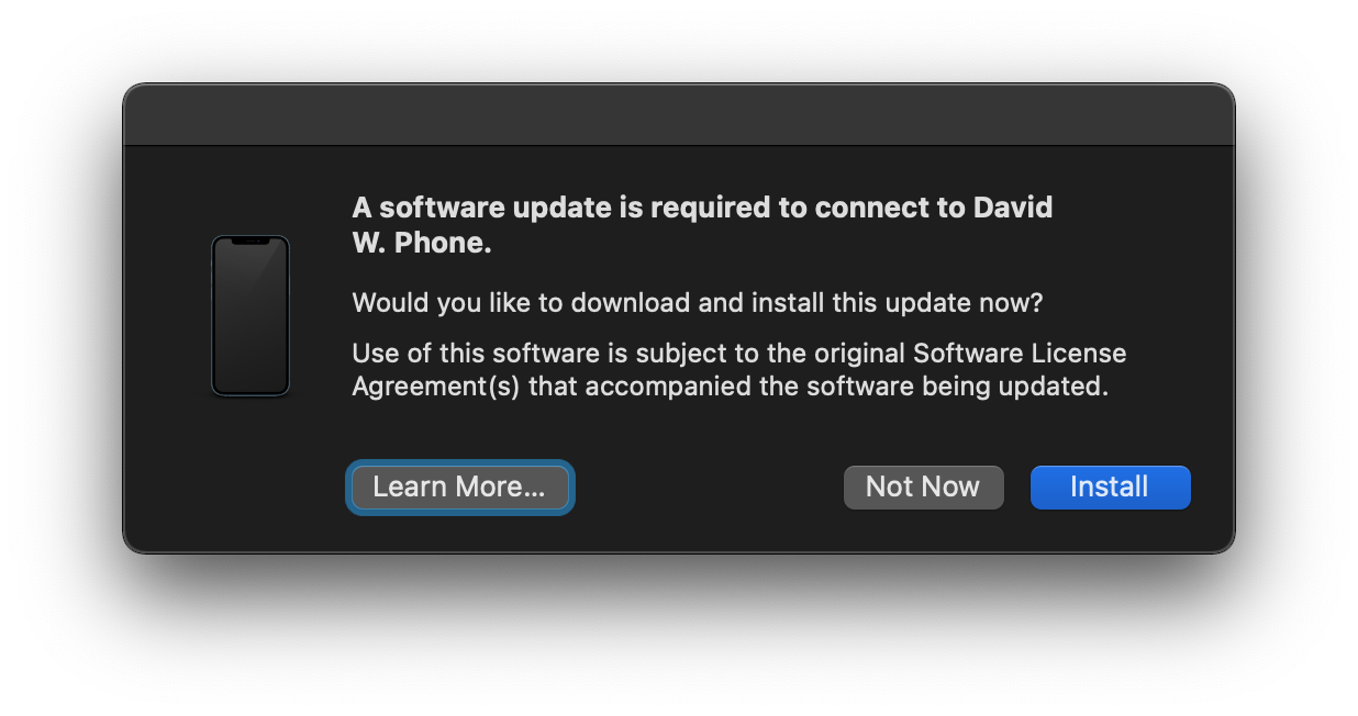 Settings → General → Software Update on iOS, showing the latest update ready to install